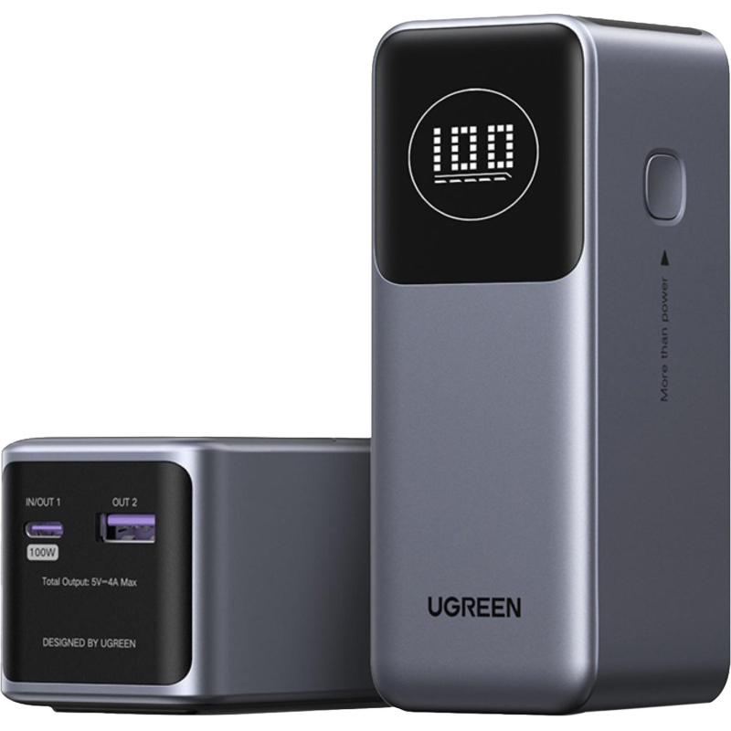 Внешний аккумулятор UGREEN PB724 (35526B)12000mAh 100W Quick Charging серый