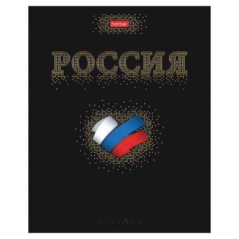 Тетрадь А5 48 л., HATBER, скоба, клетка, матовая ламинация, 3D-фольга, 3D-лак, Россия (микс), 093210