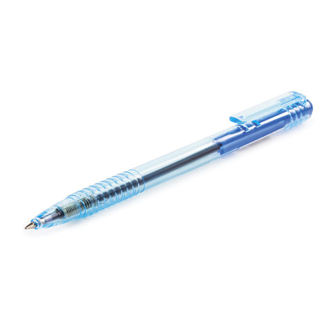Ручка шариковая масляная автоматическая BRAUBERG «Click Blue», СИНЯЯ, тонированный корпус, узел 1 мм, линия письма 0.5 мм