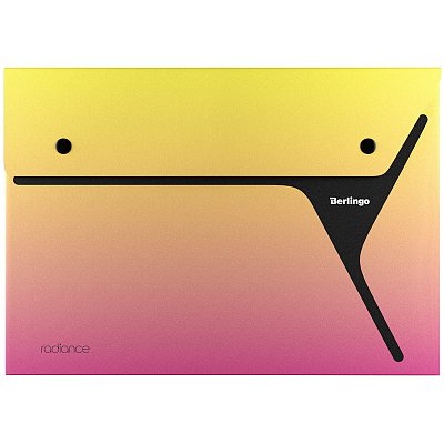 Папка-конверт на 2 кнопках Berlingo «xProject. Radiance» А4, 300мкм, желтый/розовый градиент