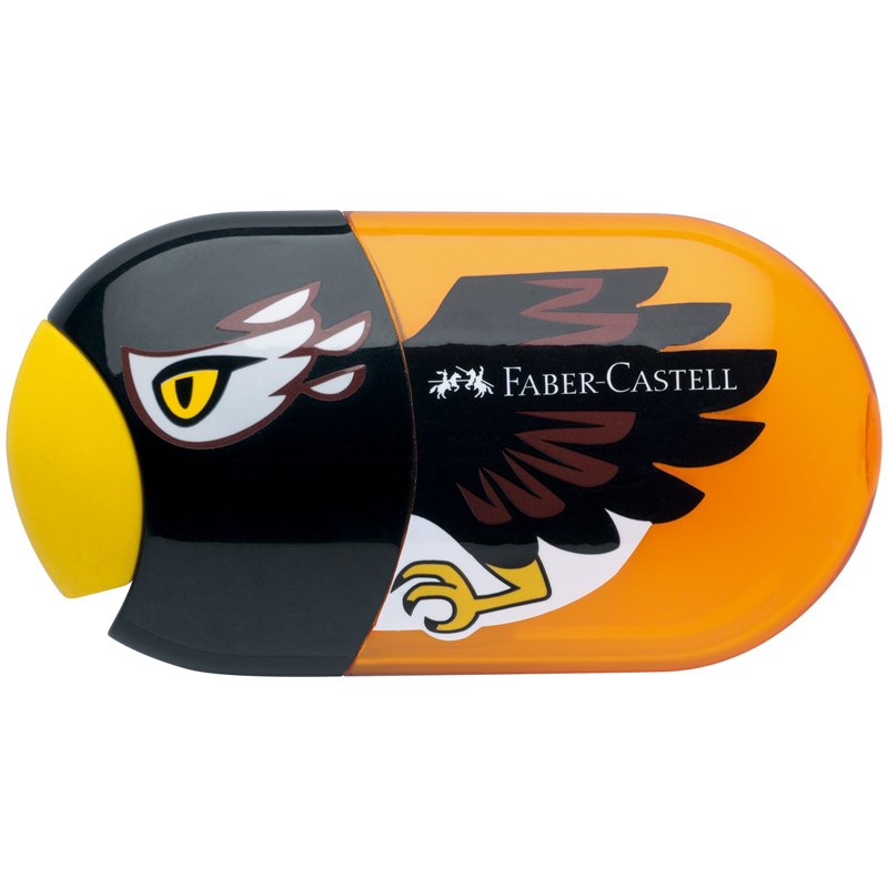 Точилка пластиковая с ластиком Faber-Castell «Eagle», 2 отверстия, контейнер