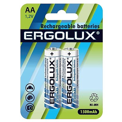 Аккумулятор Ergolux AA-1500mAh Ni-Mh 2шт/бл(NHAA1500BL2.1.2В)(12975)