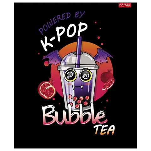 Тетрадь А5, 48 л., HATBER скоба, клетка, глянцевая ламинация, «Bubble tea» (микс в спайке), 089457