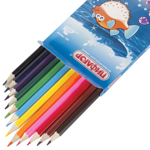 Карандаши цветные ПИФАГОР 12 цв., заточенные, карт. упак., дизайн