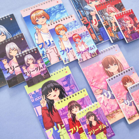 Блокнот А5 40 л., гребень, ламинированный картон, клетка, АЛЬТ, «ANIME. FREEDOM» (5 видов)
