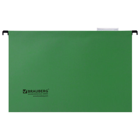 Подвесные папки картонные BRAUBERG, комплект 10 шт., 370х245 мм, 80 л., Foolscap, зеленые, 230 г/м2, табуляторы