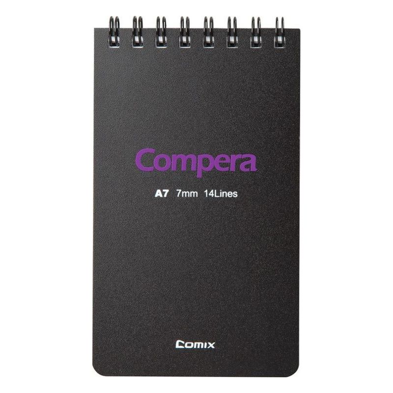 Блокнот А7 50л COMIX COMPERA BOND линия, пруж, ЧЕРНЫЙ/ФИОЛЕТОВ CPA7507 BLK/PU
