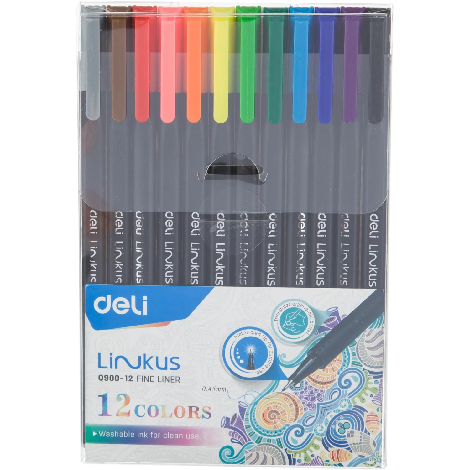 превью Набор линеров Deli Linkus 12 цветов (толщина линии 0.45 мм)