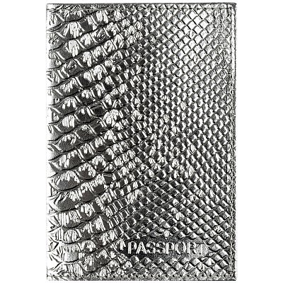 Обложка для паспорта OfficeSpace «Питон», кожа, тиснение, серебряный металлик