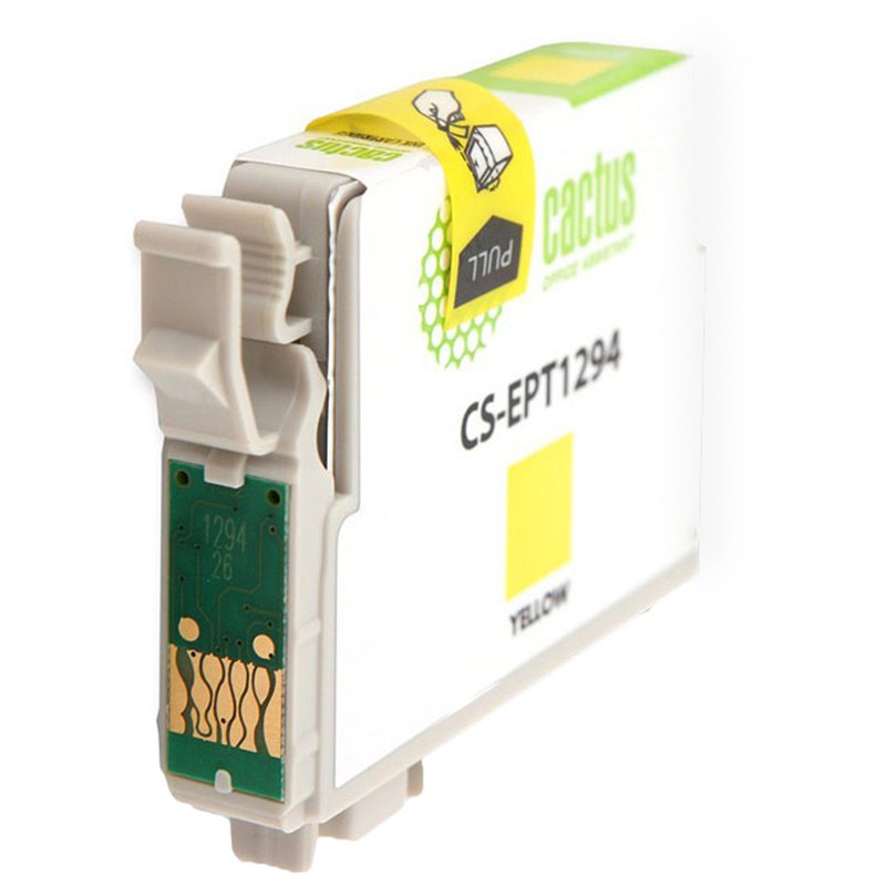 Картридж струйный CACTUS (CS-EPT1294) для EPSON Stylus B42WD/BX305W/BX625WD, желтый