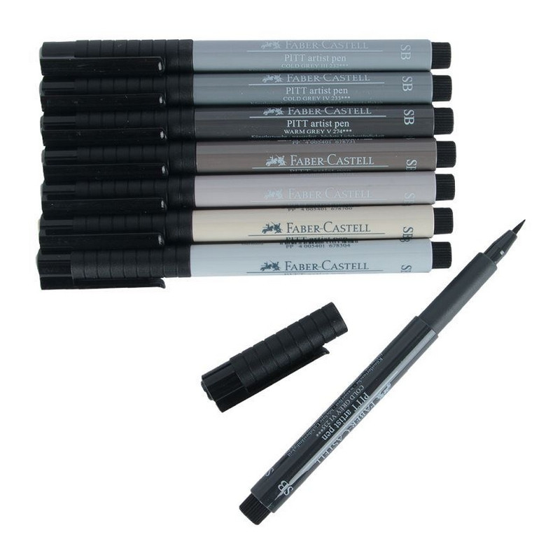 Набор капиллярных ручек Faber-Castell «Pitt Artist Pen Soft Brush» 8цв., 8шт., пласт. уп., европодвес