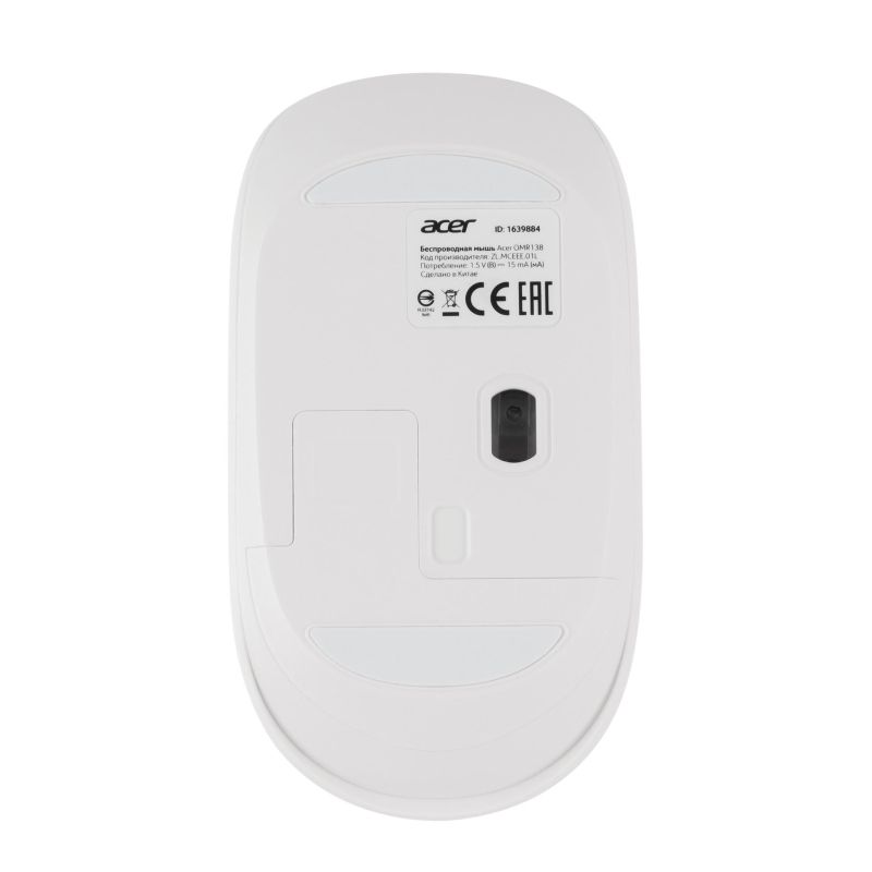 Мышь компьютерная Acer OMR138 белый (1600dpi) WLS USB (4кн) (ZL. MCEEE.01L)