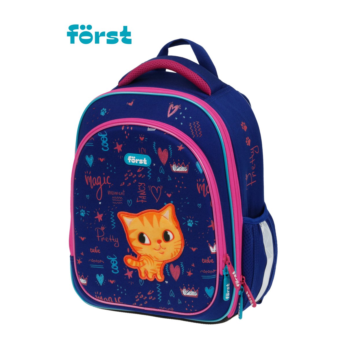 Ранец Först F-LIGHT «Funny cat» 37×28×16см, 2 отделения, 2 кармана, анатомическая спинка