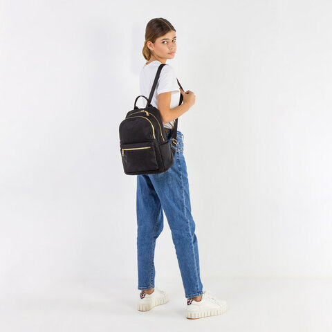 Рюкзак BRAUBERG PODIUM женский, 2 отделения, нейлон, черный, 35×29х15 см
