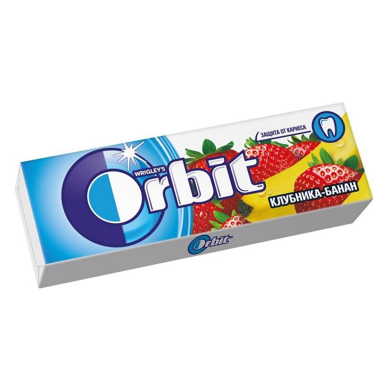 Жевательная резинка Orbit Клубника-Банан без сахара 136г (10 штук в упаковке)