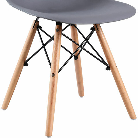 Стулья BRABIX «Eames CF-010», КОМПЛЕКТ 4 шт., пластик серый, опоры дерево/металл, 532632