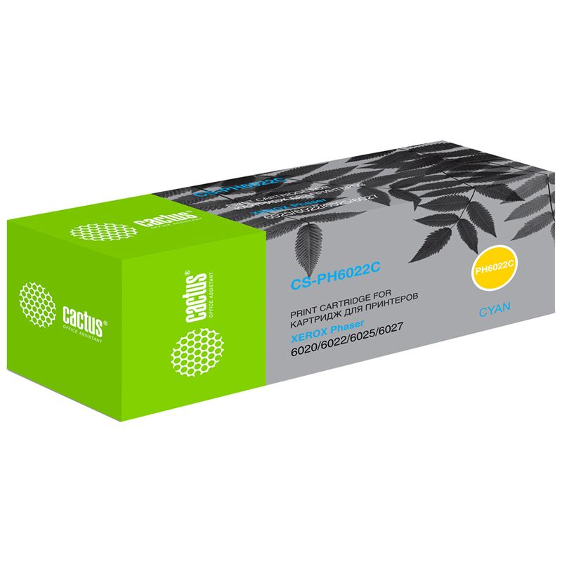 превью Картридж совм. Cactus PH6022C 106R02760 голубой для Xerox Phaser 6020/6022/WC6025 (1000стр. )