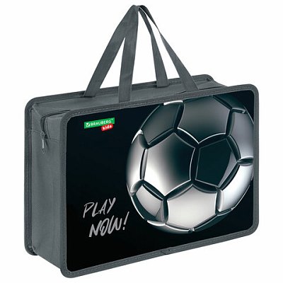 Папка на молнии с ручками BRAUBERG KIDS А4, 1 отделение, пластик, 100 мм, «Score ball»