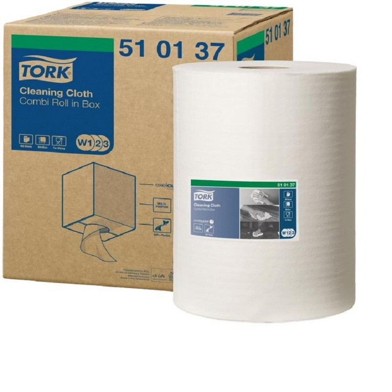 Нетканый материал повышенной прочности для уборки Tork W1/W2/W3 (белый, 152 метра в рулоне)