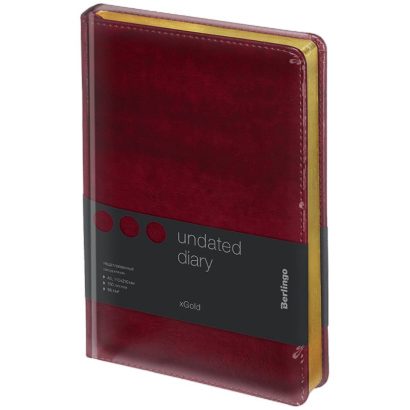 Ежедневник недатир. A5, 160л., кожзам, Berlingo «xGold», зол. срез, бордовый