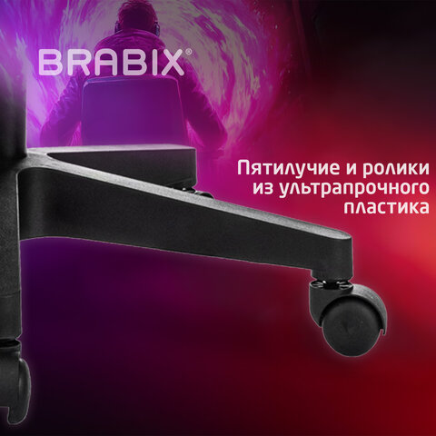 Кресло компьютерное BRABIX «Shooter GM-123»2 подушкиэкокожачерное/красное533190