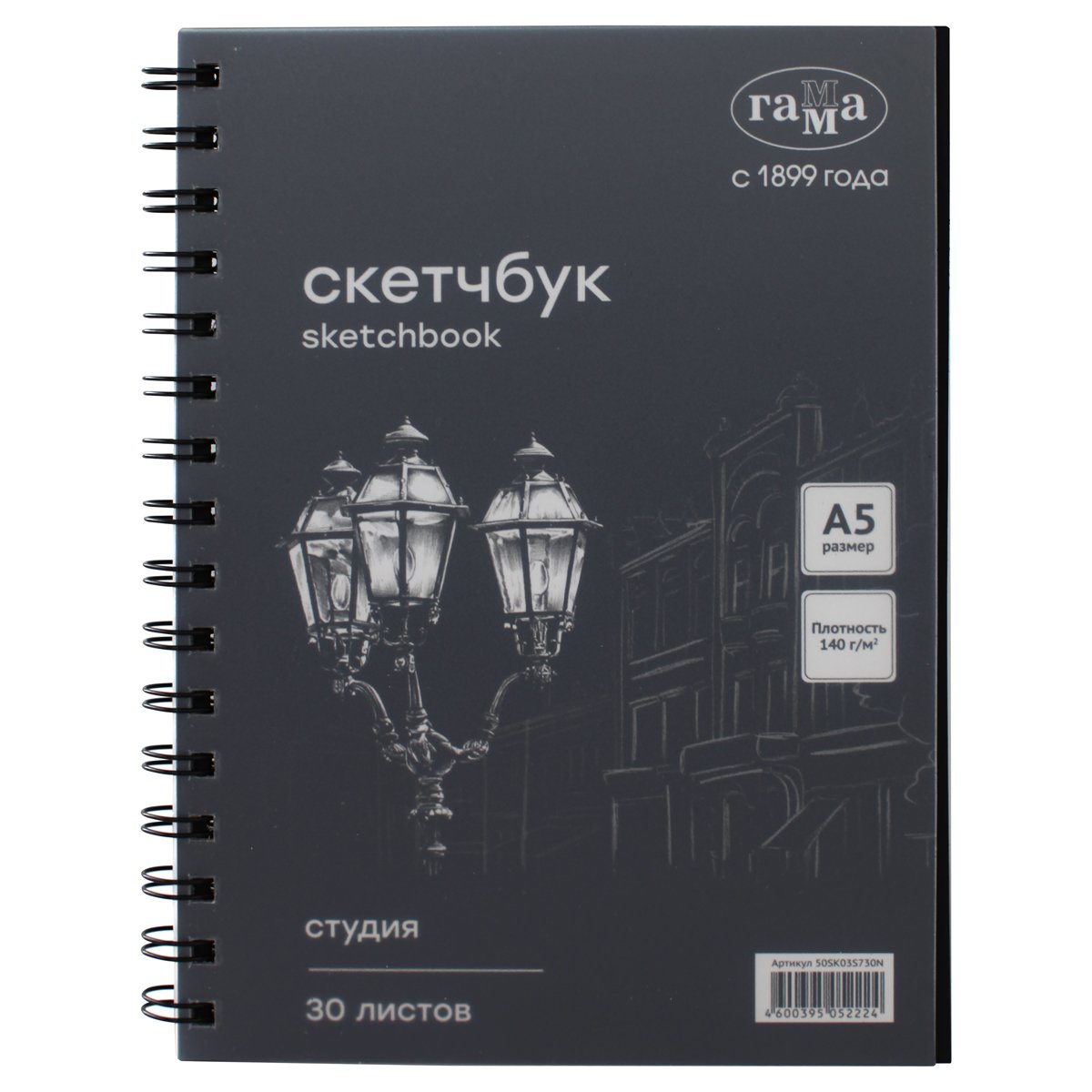 превью Альбом для графики, 30л., А5, на спирали Гамма «Студия», черный, 140г/м3