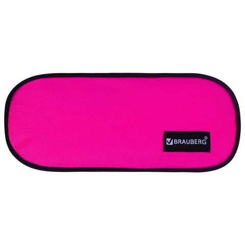 Пенал-косметичка BRAUBERG овальный, полиэстер, «Pink», 22×9×5 см, 229270