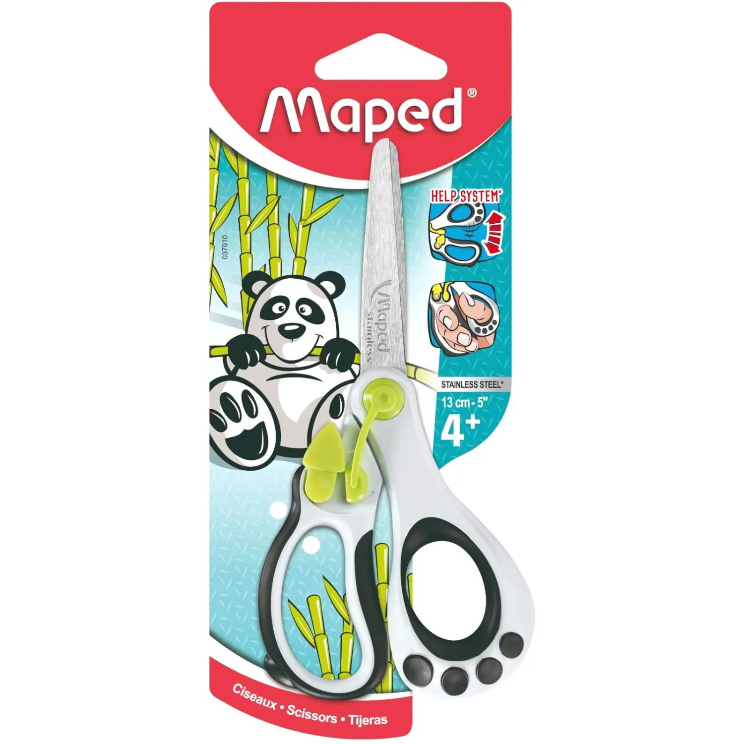 Ножницы детские Maped Koopy с фиксатором 130 мм эргономические пластиковые ручки белого/чёрного цвета
