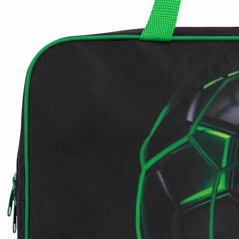 Папка на молнии с ручками BRAUBERG KIDS А4, 1 отделение, полиэстер, 80 мм, «Green ball»