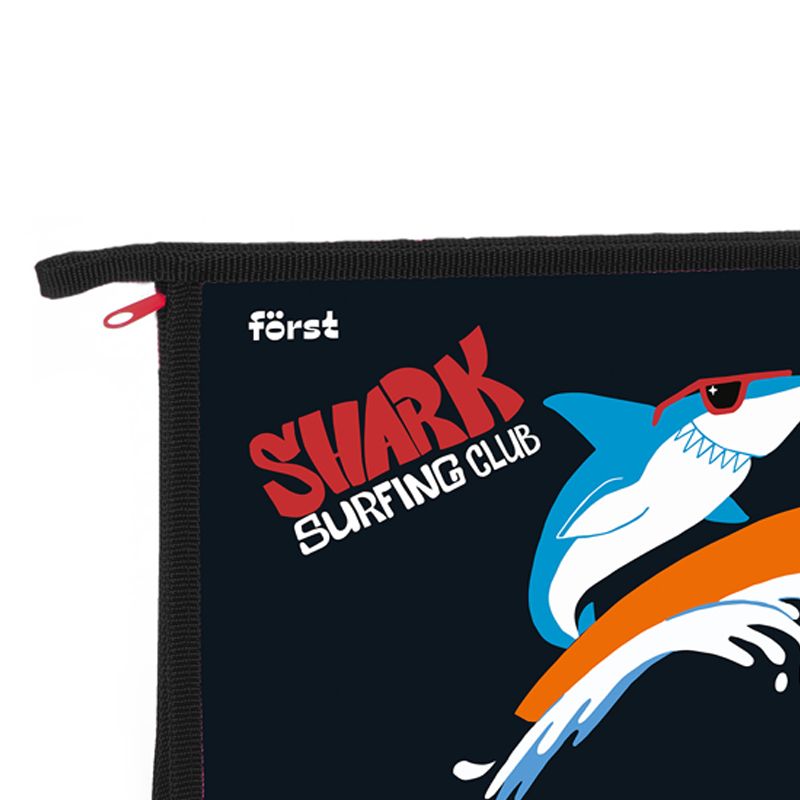 превью Папка для тетрадей 1 отделение, А5, Först «Shark club», 240×205×40мм, пластик, на молнии