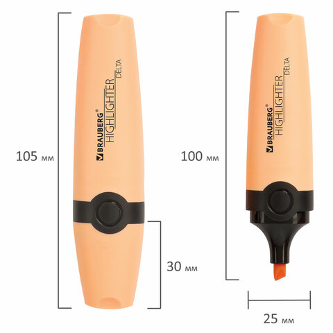Текстовыделитель BRAUBERG «DELTA PASTEL», ПЕРСИКОВЫЙ, линия 1-5 мм