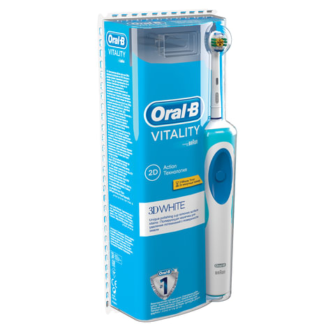 Зубная щетка электрическая ORAL-B (Орал-би) Vitality 3D White D12.513, «Отбеливающая», блистер