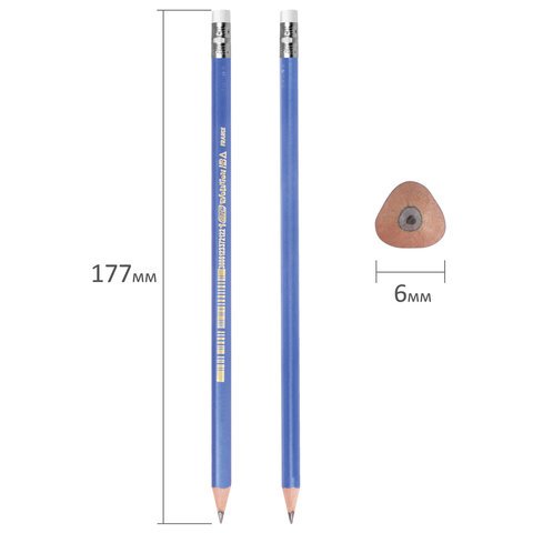 Карандаш чернографитный Bic Evolution Triangle HB трехгранный заточенный с ластиком