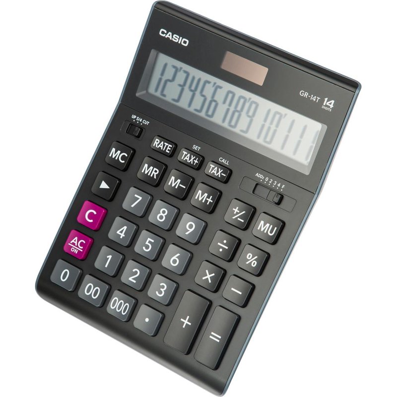 Калькулятор настольный Casio GR-14T-W-EP 14-разрядный черный