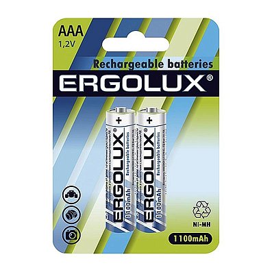 Аккумулятор Ergolux AAA-1100mAh Ni-Mh 2шт/бл(NHAAA1100BL2.1.2В)(12446)