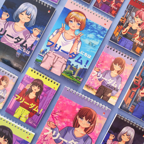 Блокнот А5 40 л., гребень, ламинированный картон, клетка, АЛЬТ, «ANIME. FREEDOM» (5 видов)
