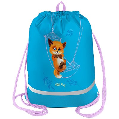 Мешок для обуви 1 отделение Berlingo «Little foxy», 510×400мм, расшир. дно, светоотр. лента, карман на молнии