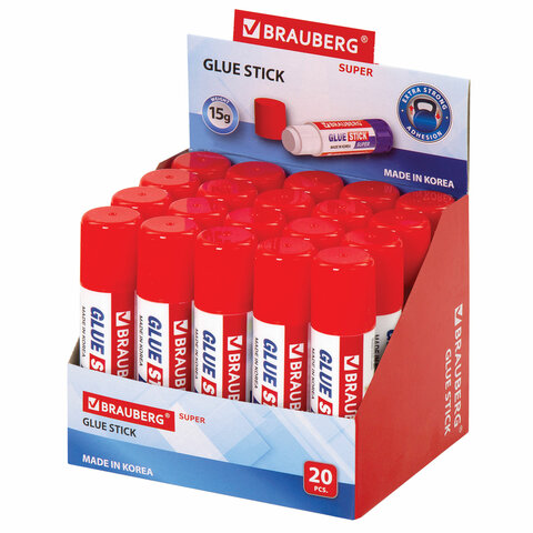 Клей-карандаш BRAUBERG SUPER, 15 г, ЮЖНАЯ КОРЕЯ