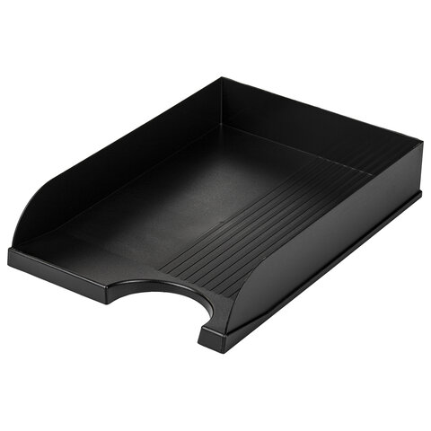 превью Лоток горизонтальный для бумаг BRAUBERG Standard, 350×253х65 мм, черный, 237947