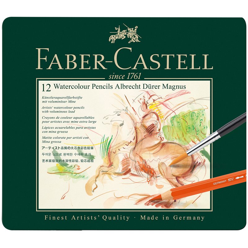 превью Карандаши акварельные художественные Faber-Castell «Albrecht Dürer Magnus» 12цв, утолщ., заточ., метал. 