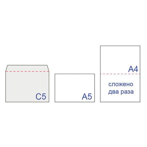 Конверты С5 (162×229 мм), отрывная полоса, «Куда-Кому», КОМПЛЕКТ 50 шт., внутренняя запечатка