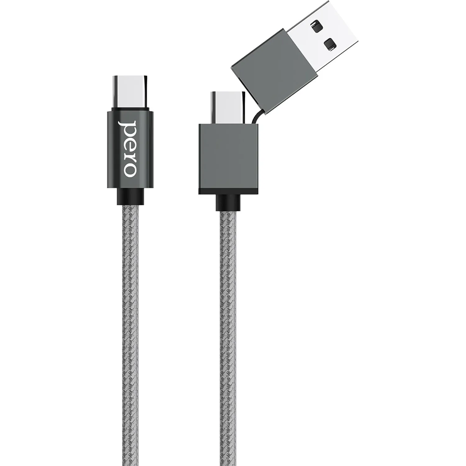Кабель Pero DC-07 USB Type-C/USB-A - USB Type-C 60 Вт 1 метр серый (4603768350989)