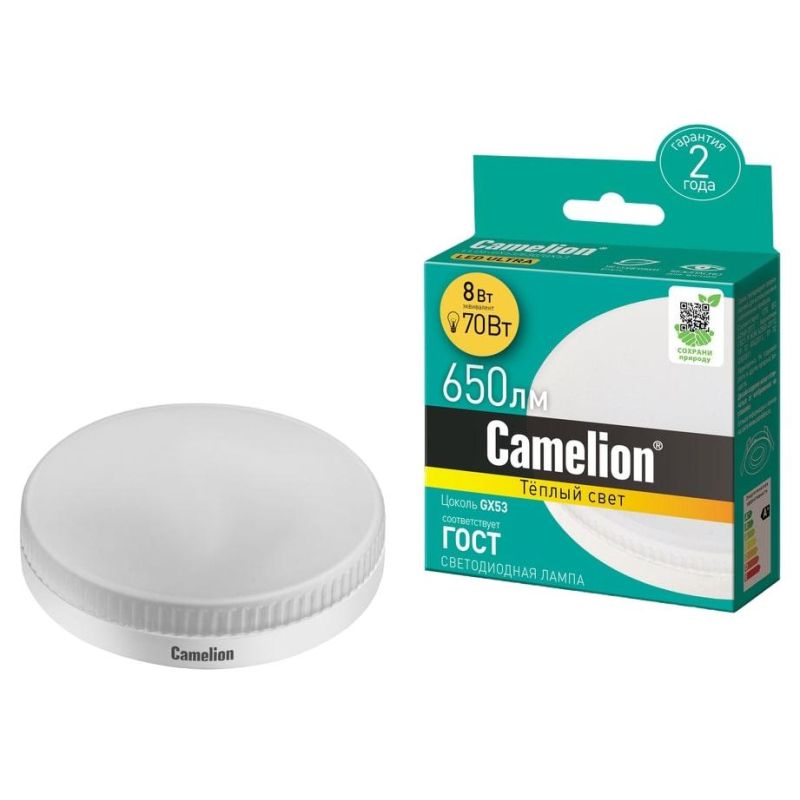 превью Лампа светодиодная Camelion LED8-GX53/830/GX53 8Вт 220В
