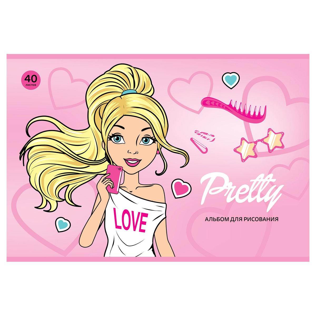 Альбом для рисования 40л., А4, на скрепке BG «Pretty Girls»