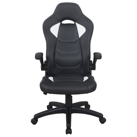 Кресло компьютерное BRABIX «Skill GM-005»откидные подлокотникиэкокожачерное/белое532493