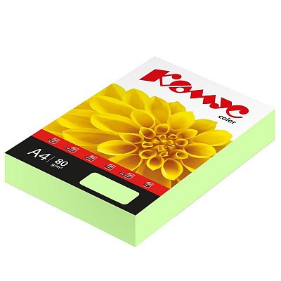 Бумага цветная Комус Color (зеленая пастель), 80г, А4, 500 л. 