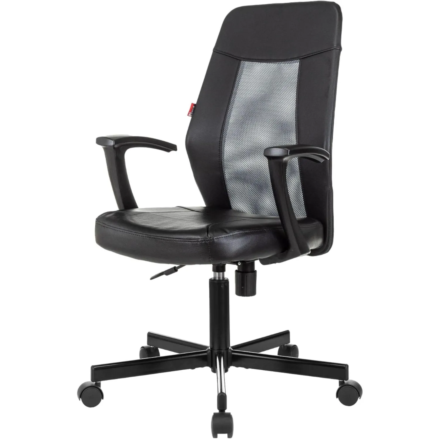 превью Кресло офисное Easy Chair 225 PTW серое/чёрное (экокожа/сетка, металл)