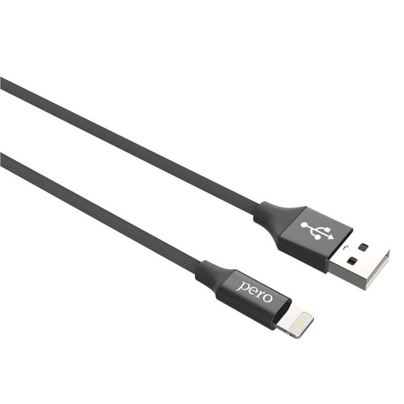 Кабель PERO, DC-02, 8-pin Lightning, 2.4А, 1м, черный