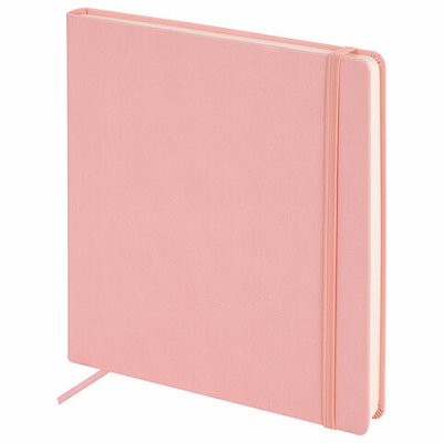 Скетчбук, слоновая кость 140 г/м2 200×200 мм, 80 л., КОЖЗАМ, резинка, BRAUBERG ART CLASSIC, пастель розовый