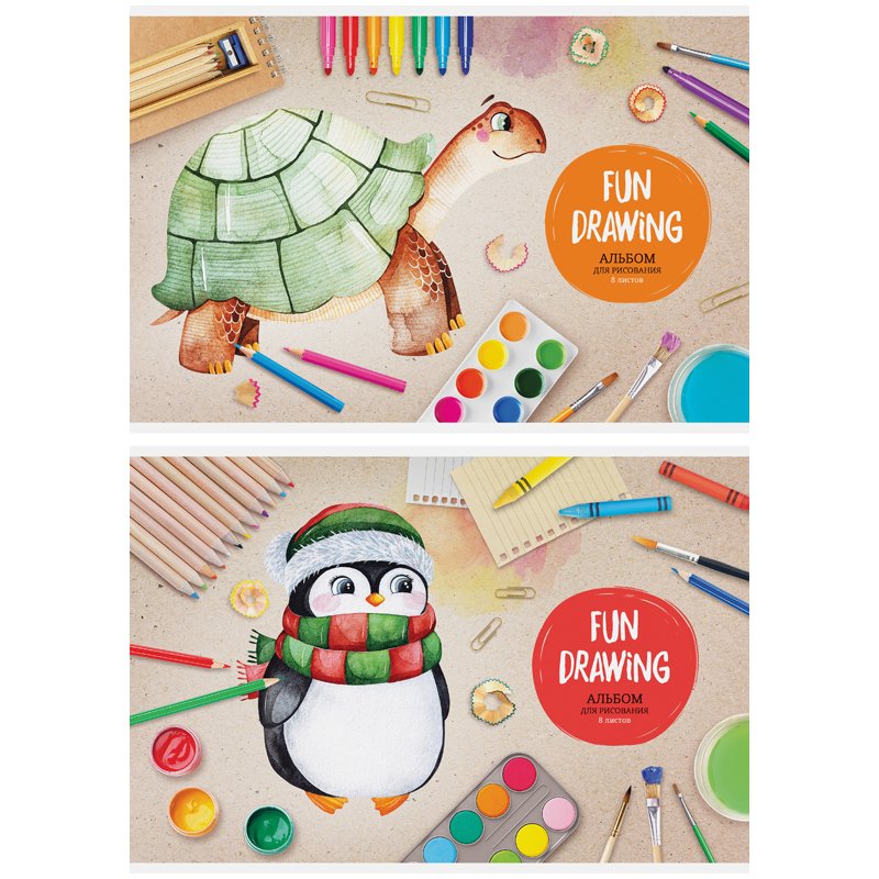 превью Альбом для рисования 08л., А4, на скрепке ArtSpace «Мультяшки. Fun drawing»